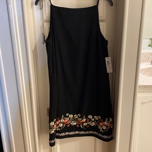 Womens Little Black dress with embroidered trim